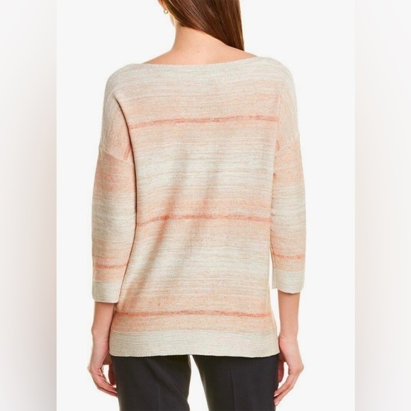 Lafayette 148 Silk Linen Ombre Bateau Neck Pullover Sweater Sedona Multi L - Picture 2 of 7